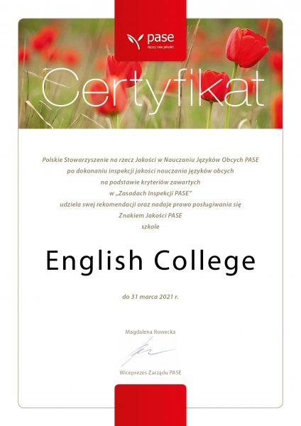 English College ponownie wśród elity szkół językowych w Polsce!